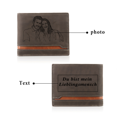 Personalised Men’s Wallet - Customized Photo and Text PU Leather Brown Wallet, Valentine’s Day Gift for Him| Jessemade