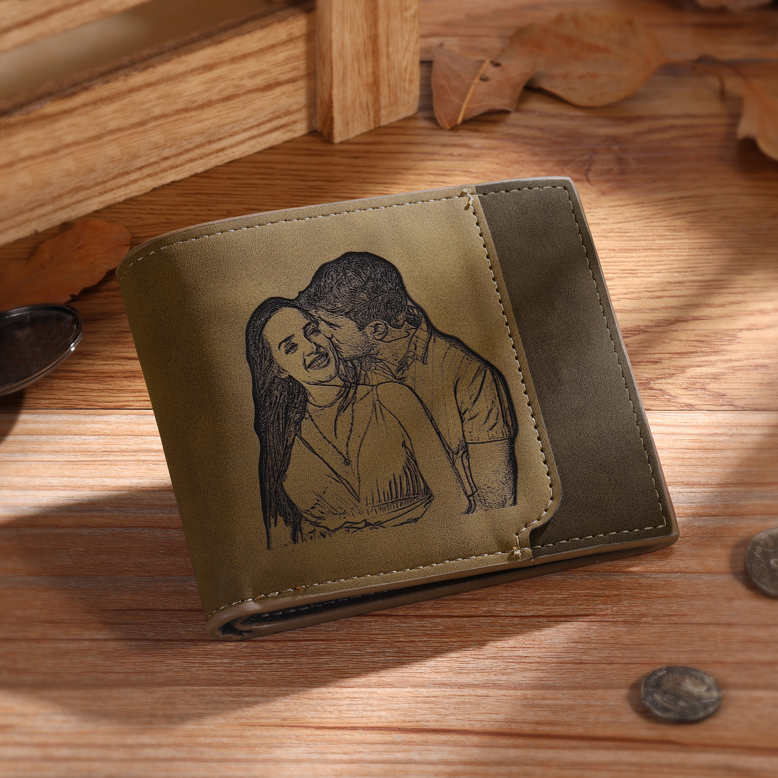 Personalized Men's Wallet with Custom Photo & Name & Letter PU Leather Valentine’s Day Gift for Him | Jessemade