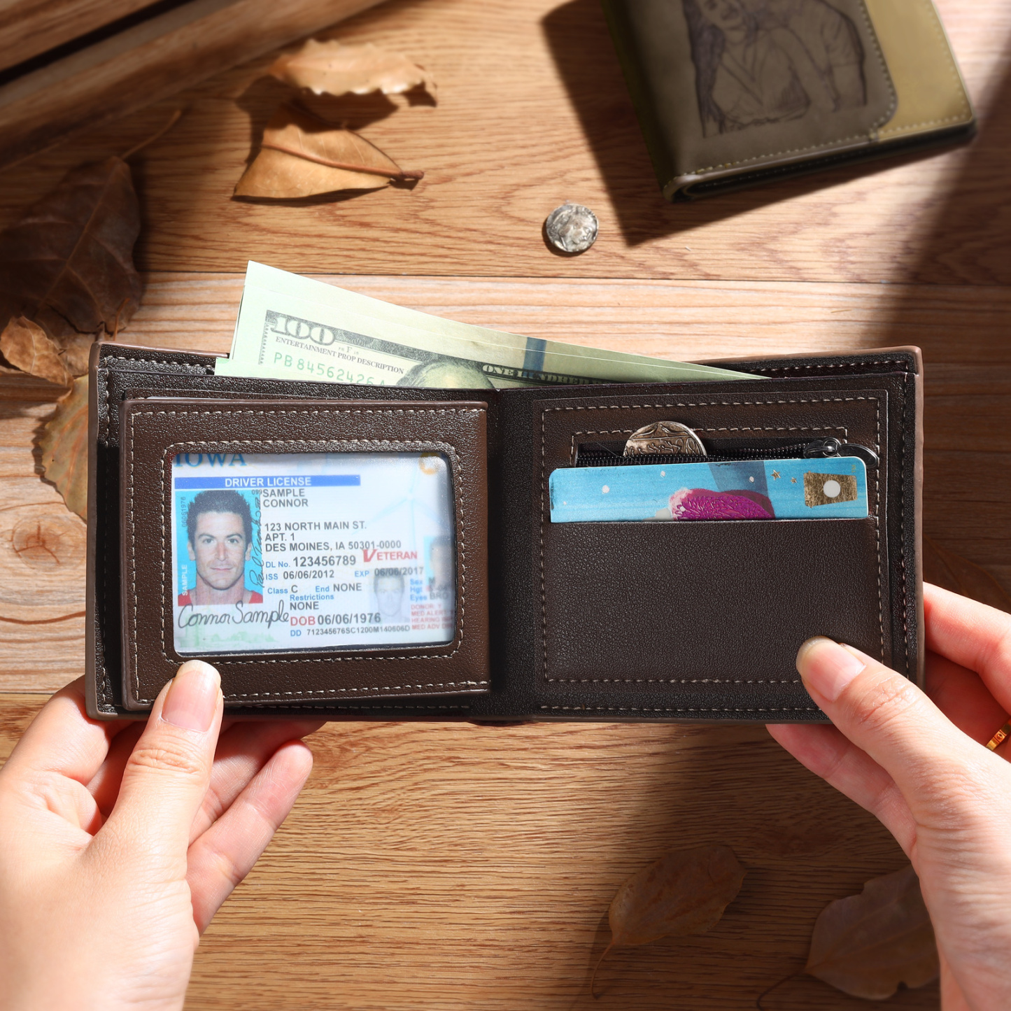 Personalized Men's Wallet with Custom Photo & Name & Letter PU Leather Valentine’s Day Gift for Him | Jessemade