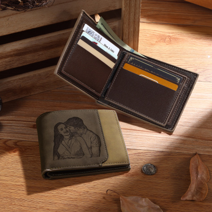 Personalized Men's Wallet with Custom Photo & Name & Letter PU Leather Valentine’s Day Gift for Him | Jessemade
