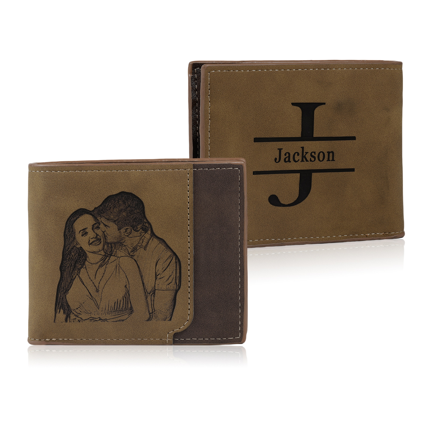 Personalized Men's Wallet with Custom Photo & Name & Letter PU Leather Valentine’s Day Gift for Him | Jessemade