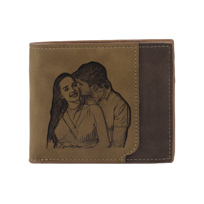 Personalized Men's Wallet with Custom Photo & Name & Letter PU Leather Valentine’s Day Gift for Him | Jessemade
