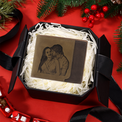 Personalized Men's Wallet with Custom Photo & Name & Letter PU Leather
