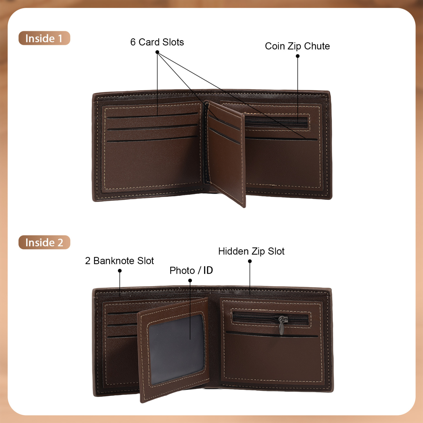 Personalized Men's Wallet with Custom Photo & Name & Letter PU Leather Valentine’s Day Gift for Him | Jessemade