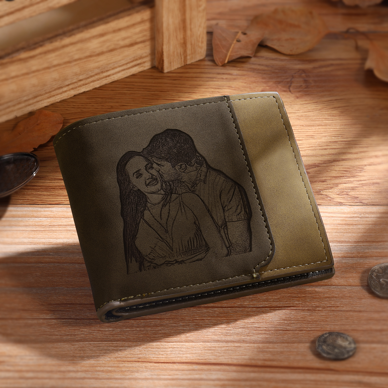 Personalized Men's Wallet with Custom Photo & Name & Letter PU Leather Valentine’s Day Gift for Him | Jessemade