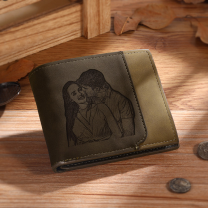 Personalized Men's Wallet with Custom Photo & Name & Letter PU Leather Valentine’s Day Gift for Him | Jessemade