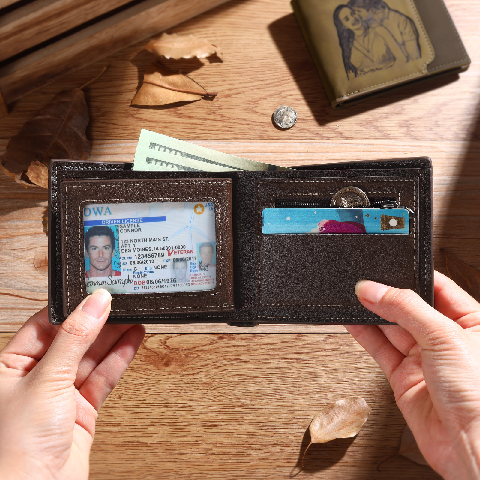 Personalized Men's Wallet with Custom Photo & Name & Letter PU Leather Valentine’s Day Gift for Him | Jessemade