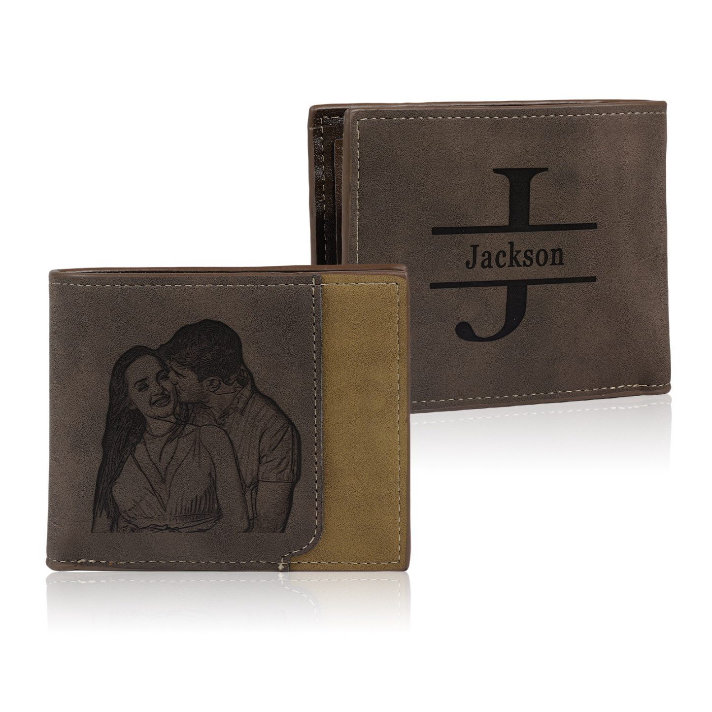 Personalized Men's Wallet with Custom Photo & Name & Letter PU Leather Valentine’s Day Gift for Him | Jessemade