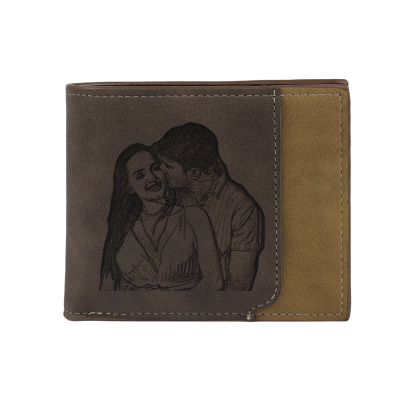Personalized Men's Wallet with Custom Photo & Name & Letter PU Leather Valentine’s Day Gift for Him | Jessemade