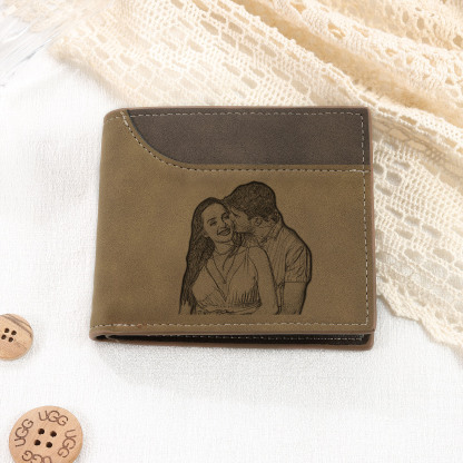 Personalized Men's Wallet with Custom Photo & Name & Letter PU Leather with Gift Box Valentine’s Day Gift for Him | Jessemade