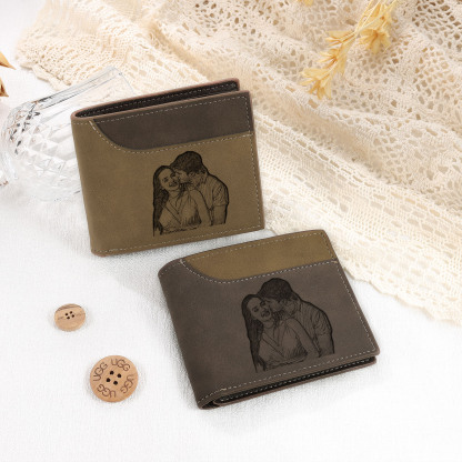 Personalized Men's Wallet with Custom Photo & Name & Letter PU Leather with Gift Box Valentine’s Day Gift for Him | Jessemade