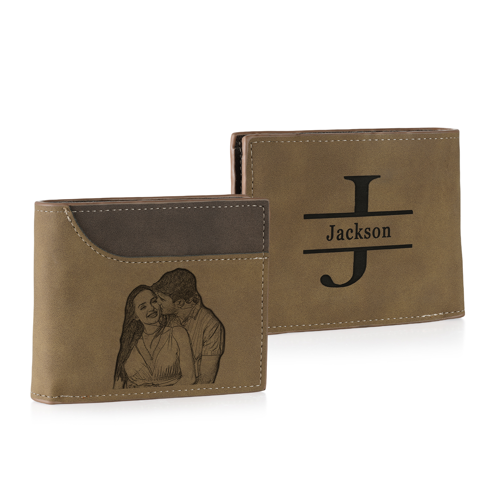 Personalized Men's Wallet with Custom Photo & Name & Letter PU Leather with Gift Box Valentine’s Day Gift for Him | Jessemade