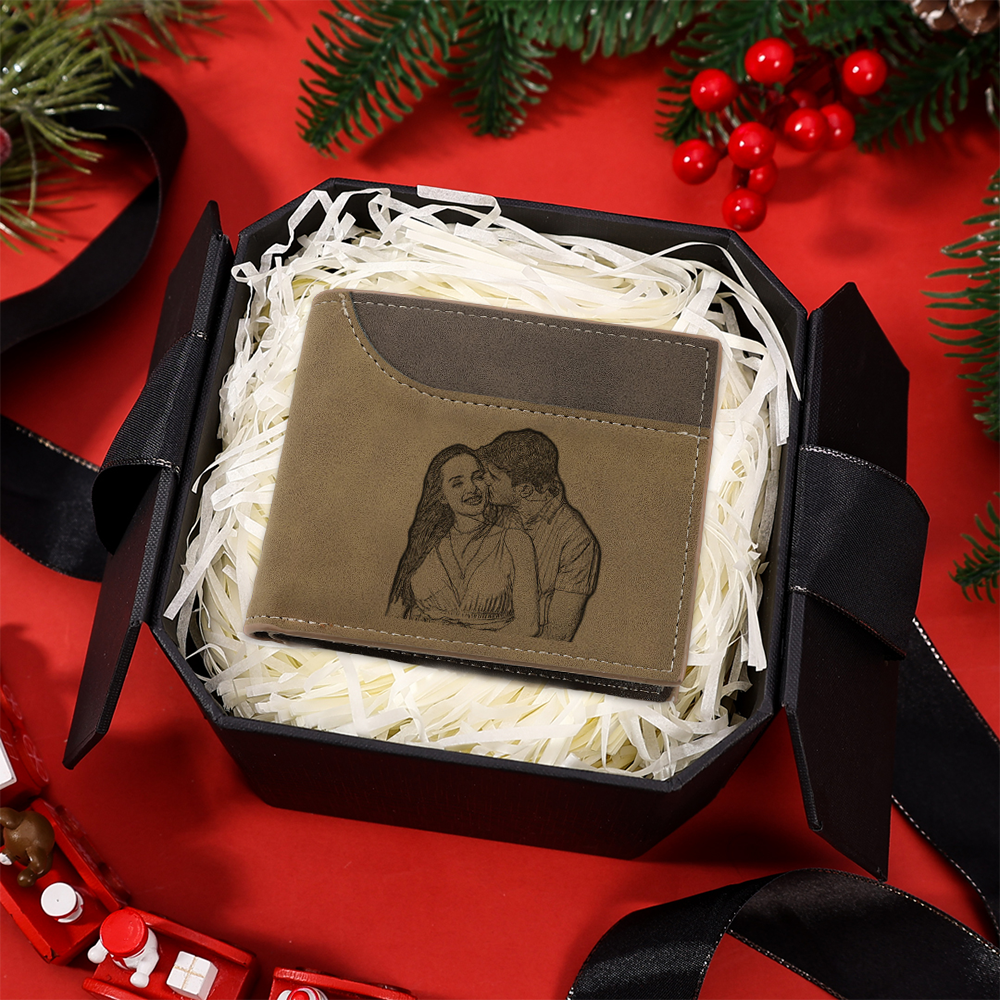 Personalized Men's Wallet with Custom Photo & Name & Letter PU Leather with Gift Box Valentine’s Day Gift for Him | Jessemade