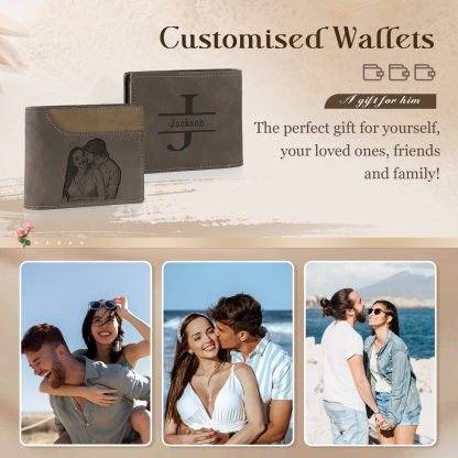 Personalized Men's Wallet with Custom Photo & Name & Letter PU Leather with Gift Box Valentine’s Day Gift for Him | Jessemade
