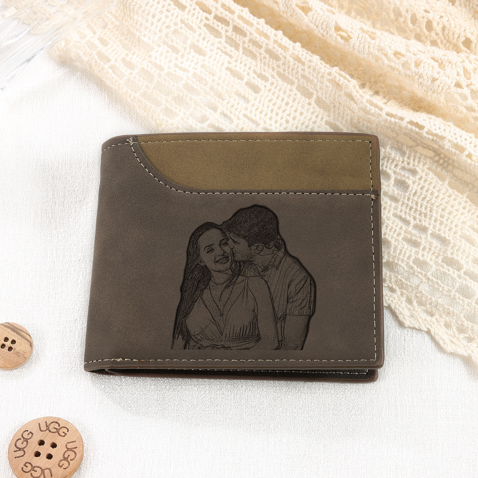 Personalized Men's Wallet with Custom Photo & Name & Letter PU Leather with Gift Box Valentine’s Day Gift for Him | Jessemade