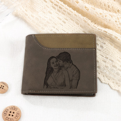 Personalized Men's Wallet with Custom Photo & Name & Letter PU Leather with Gift Box Valentine’s Day Gift for Him | Jessemade