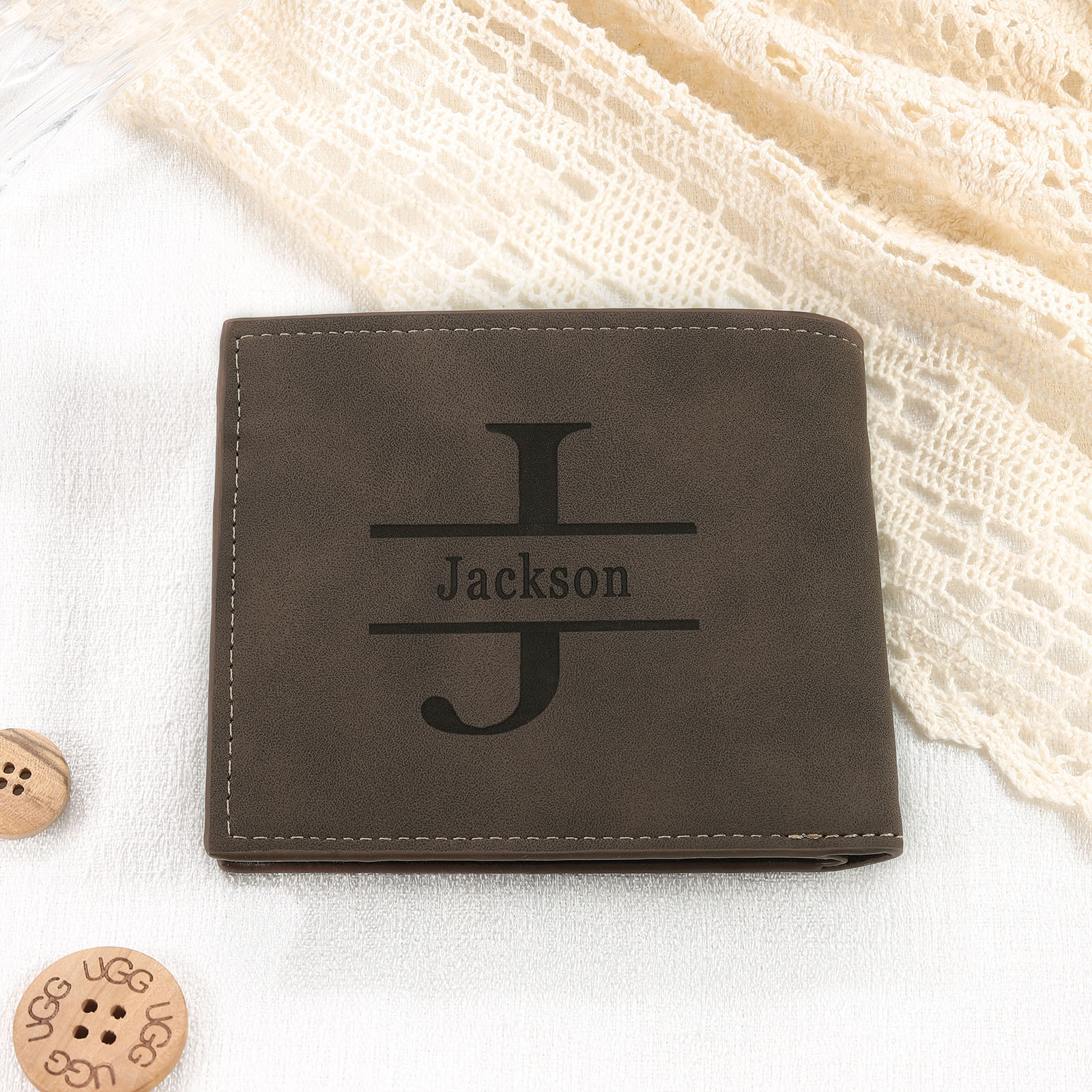 Personalized Men's Wallet with Custom Photo & Name & Letter PU Leather with Gift Box Valentine’s Day Gift for Him | Jessemade