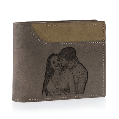 Personalized Men's Wallet with Custom Photo & Name & Letter PU Leather with Gift Box Valentine’s Day Gift for Him | Jessemade