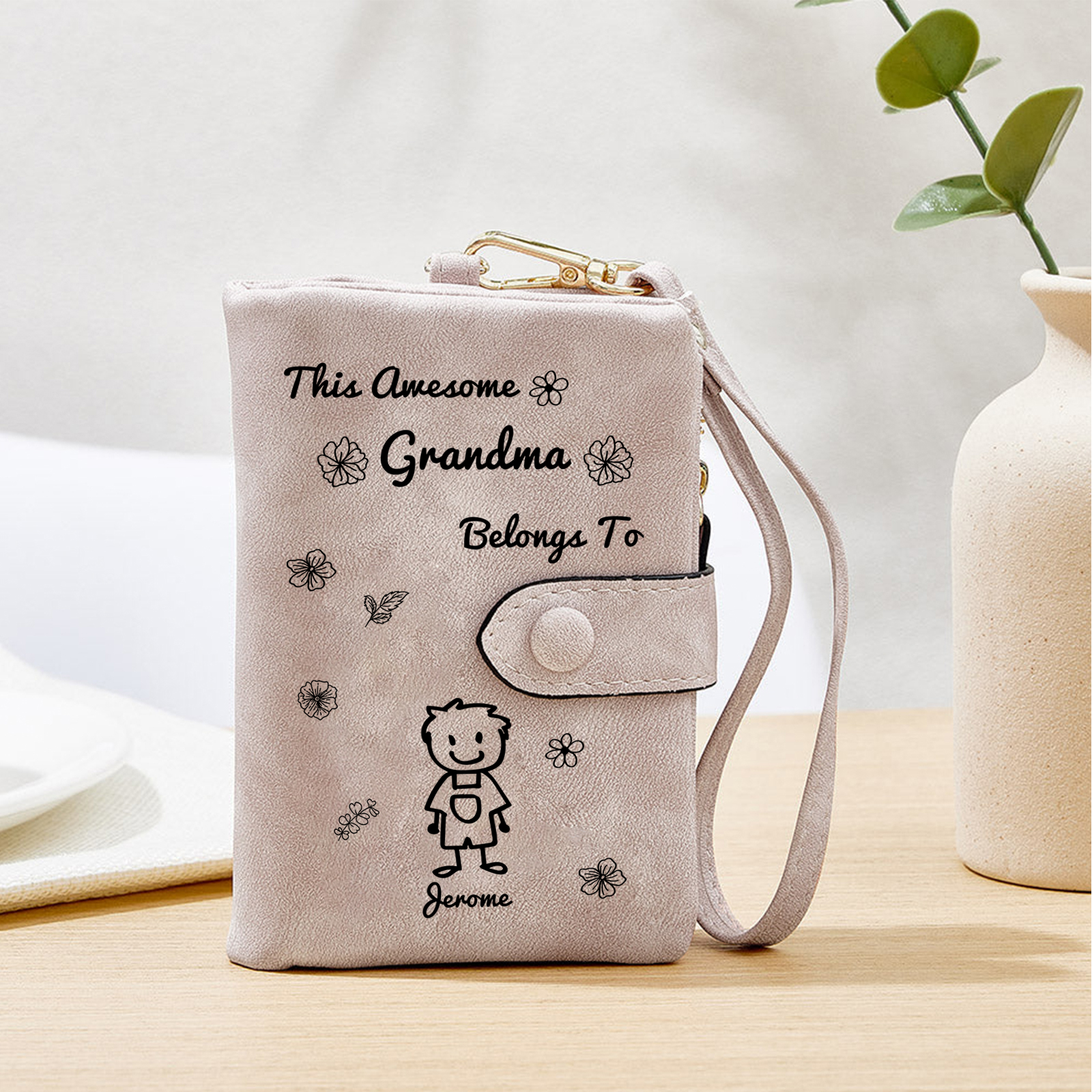 Personalised Women Wallet Custom 1–6 Names & Pattern Leather Wallet Pi