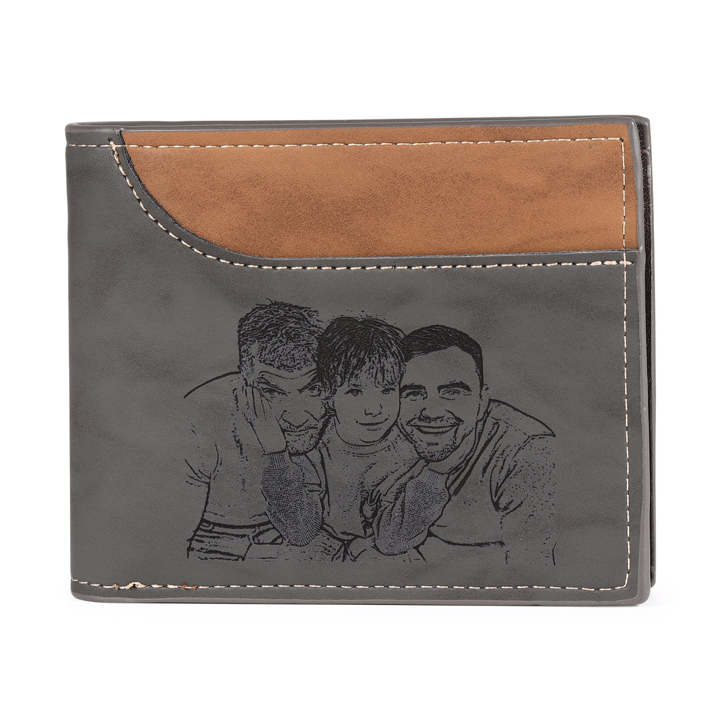 Personalized Men's Wallet with Custom Photo & Name & Letter PU Leather Wallet Gift for Dad/Grandpa | Jessemade