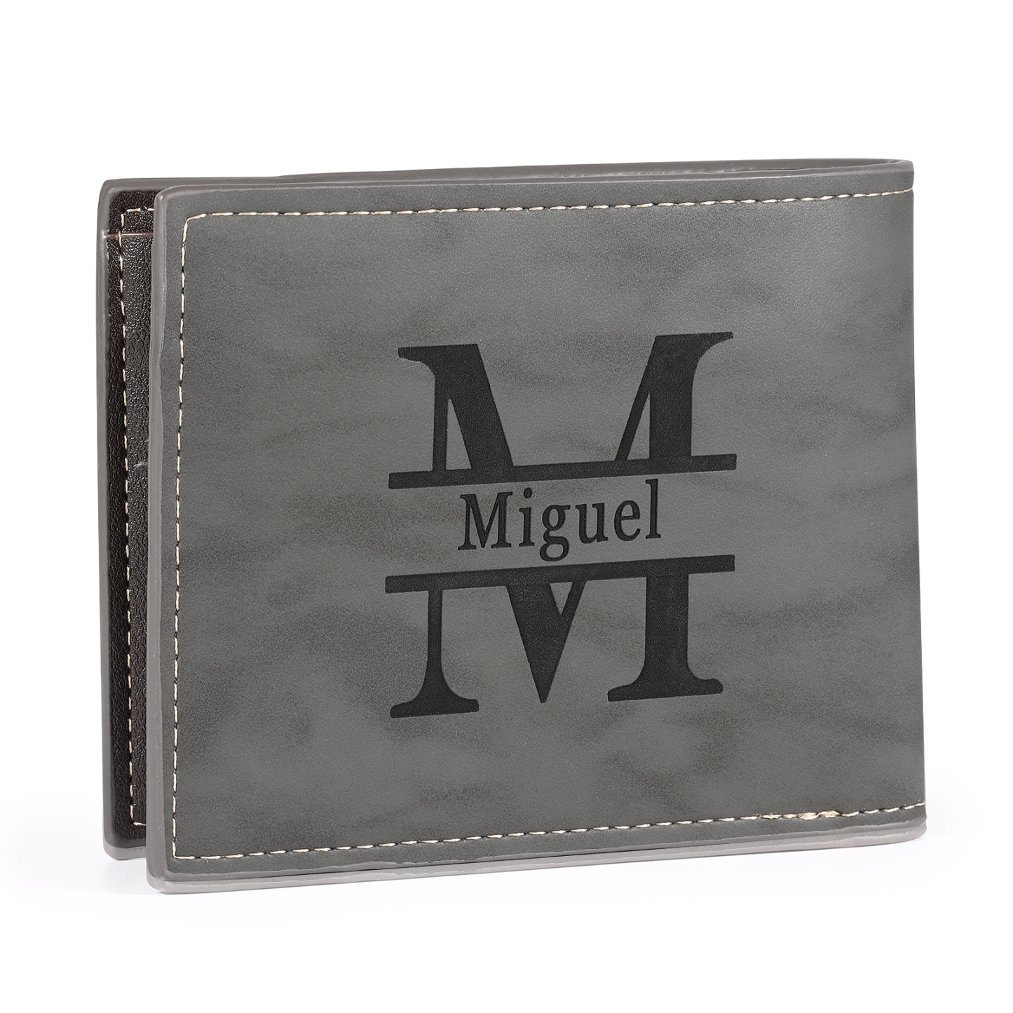 Personalized Men's Wallet with Custom Photo & Name & Letter PU Leather Wallet Gift for Dad/Grandpa | Jessemade