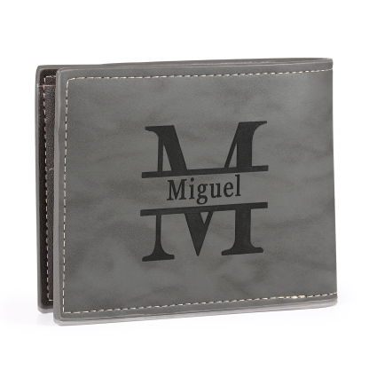 Personalized Men's Wallet with Custom Photo & Name & Letter PU Leather Wallet Gift for Dad/Grandpa | Jessemade