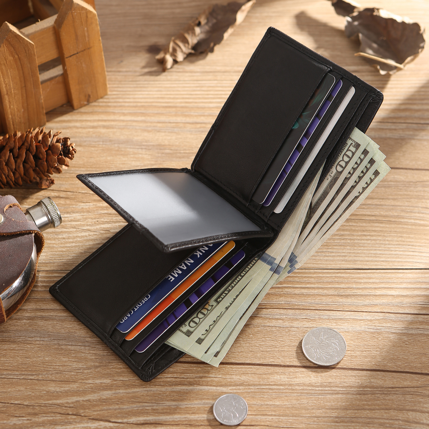 Personalised First  Layer Leather Men's Wallet - Custom Name and Letter Gift for Him | Jessemade