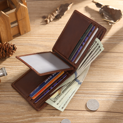 Personalised First  Layer Leather Men's Wallet - Custom Name and Letter Gift for Him | Jessemade