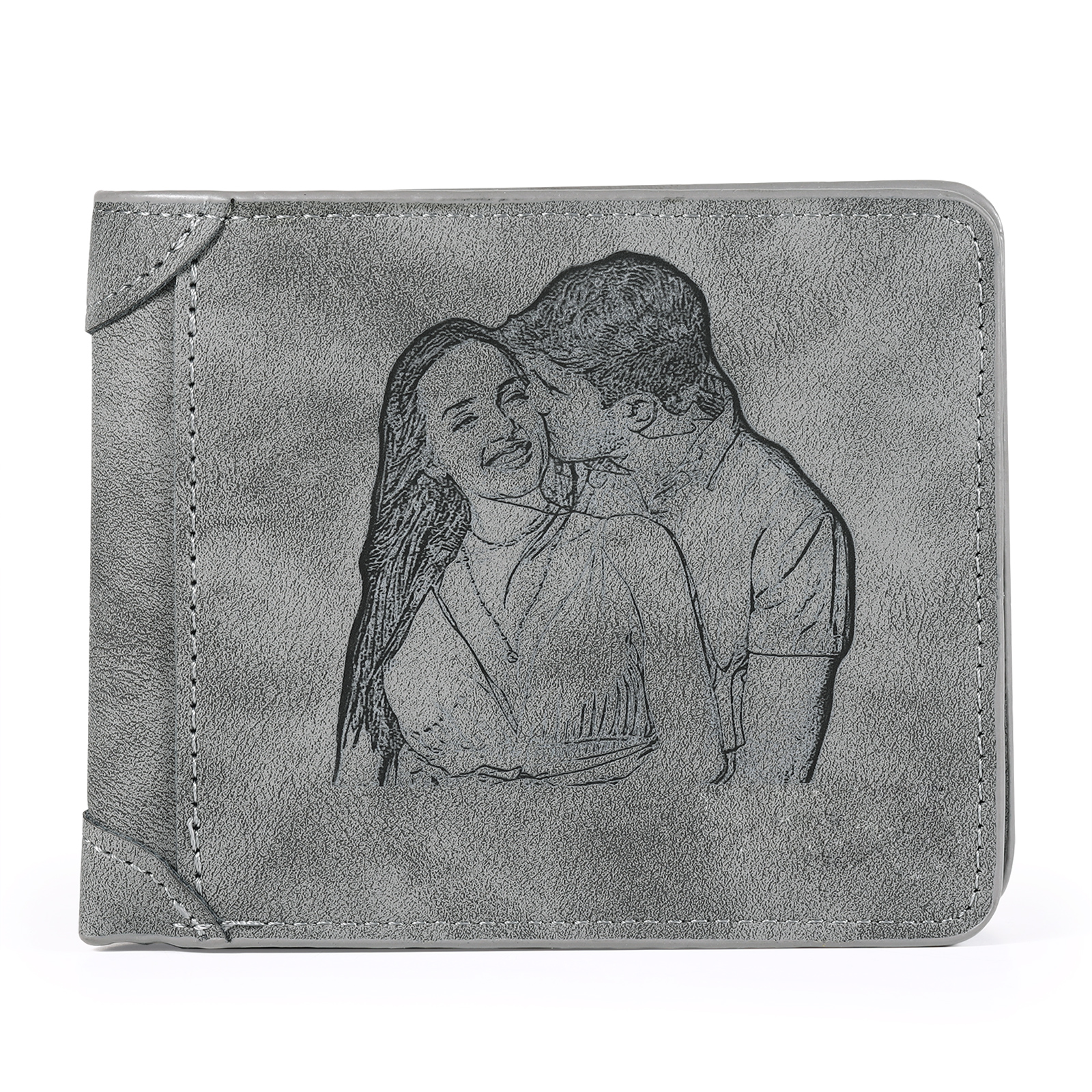 Personalised Men's Wallet with Custom Photo & Name & Letter PU Leather Wallet Couple Gift for Him | Jessemade