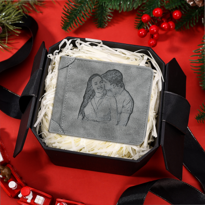 Personalized Men's Wallet with Custom Photo & Name & Letter PU Leather Wallet Couple Gift for Him | Jessemade