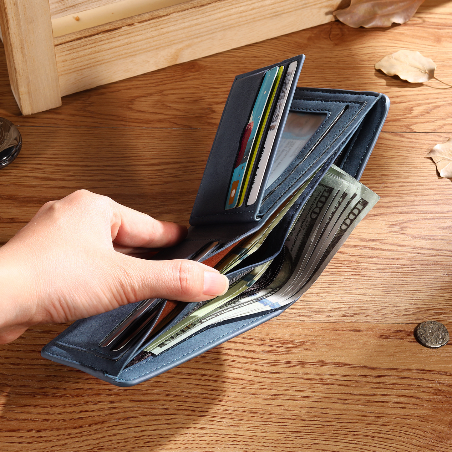 Personalised Men's Wallet with Custom Photo & Name & Letter PU Leather Wallet Couple Gift for Him | Jessemade