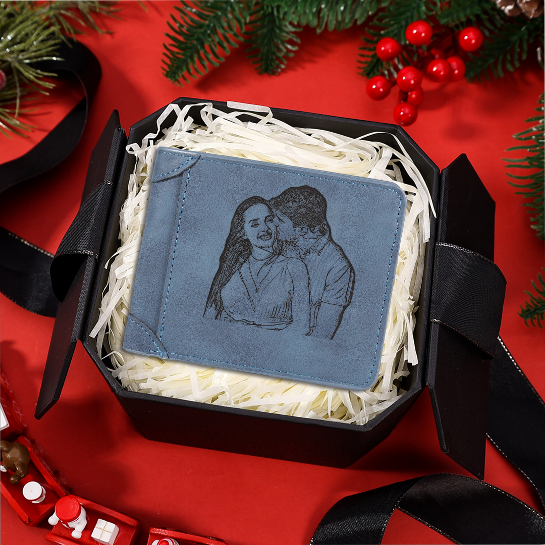 Personalized Men's Wallet with Custom Photo & Name & Letter PU Leather Wallet Couple Gift for Him | Jessemade