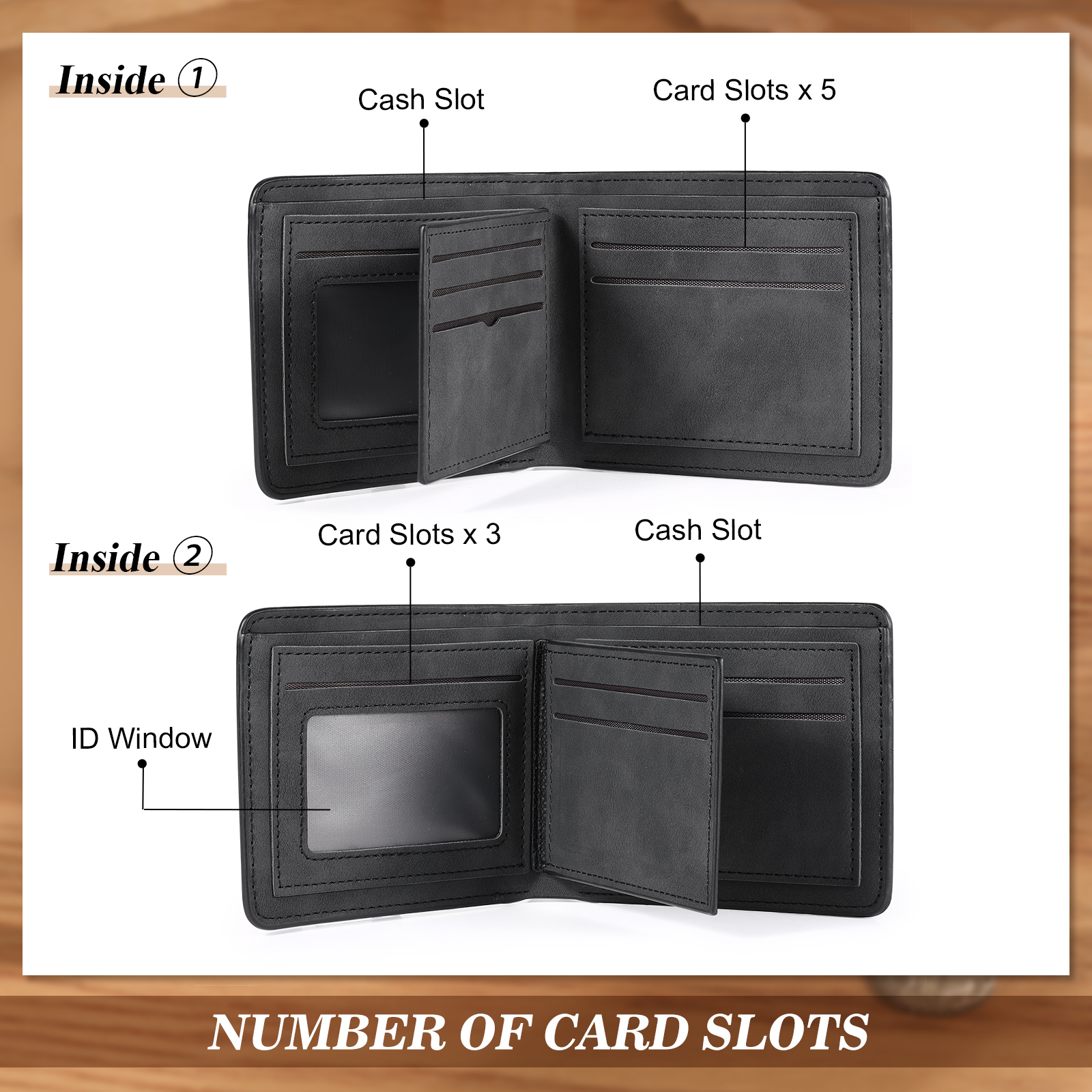 Personalised Men's Wallet with Custom Photo & Name & Letter PU Leather Wallet Couple Gift for Him | Jessemade
