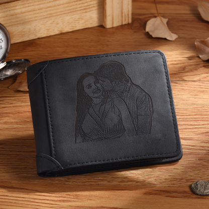 Personalised Men's Wallet with Custom Photo & Name & Letter PU Leather Wallet Couple Gift for Him | Jessemade