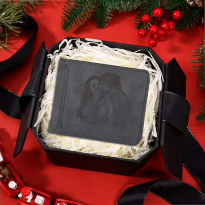 Personalized Men's Wallet with Custom Photo & Name & Letter PU Leather Wallet Couple Gift for Him | Jessemade