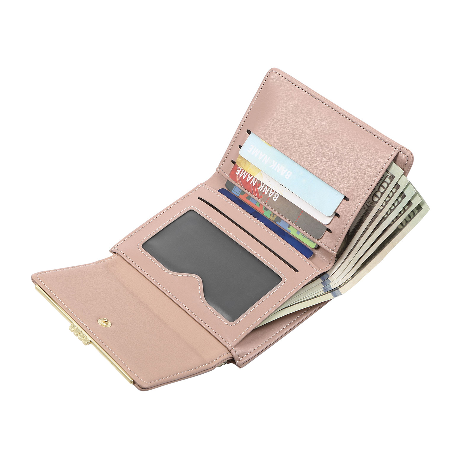 Personalized Women's Wallet with Custom 1 Name & Photo & Birth Flower - Leather Folding Zipper Wallet for Her | Jessmade