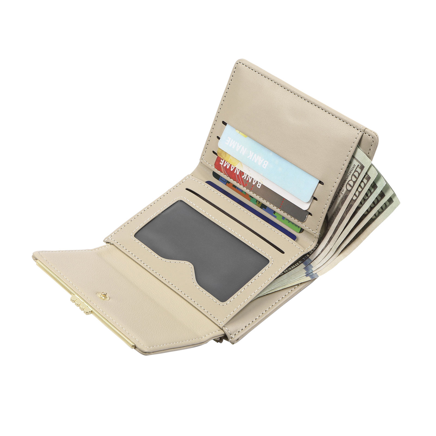 Personalized Women's Wallet with Custom 1 Name & Photo & Birth Flower - Leather Folding Zipper Wallet for Her | Jessmade