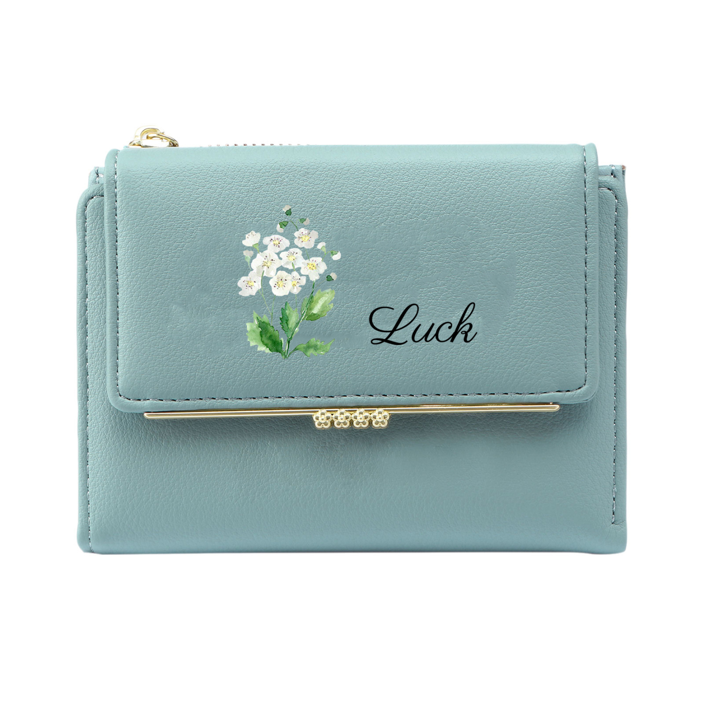 Personalized Women's Wallet with Custom 1 Name & Photo & Birth Flower - Leather Folding Zipper Wallet for Her | Jessmade