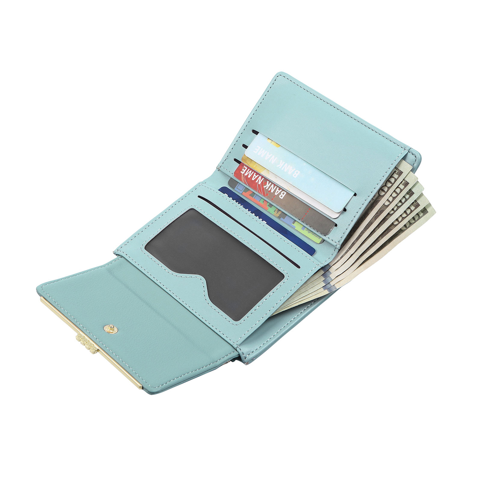 Personalized Women's Wallet with Custom 1 Name & Photo & Birth Flower - Leather Folding Zipper Wallet for Her | Jessmade