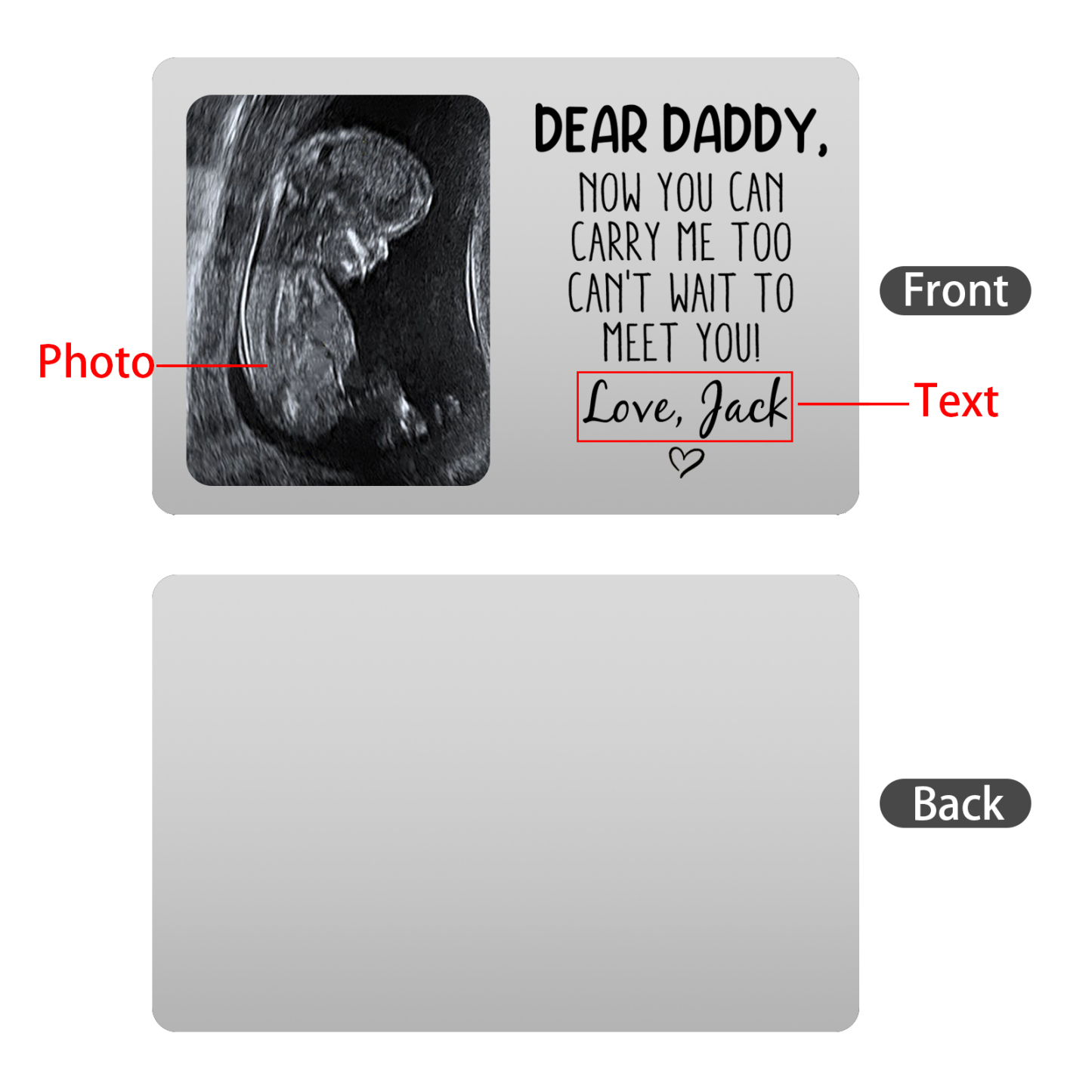 Personalized UV Printed Wallet Card with Custom Text & Photo - "Dear D