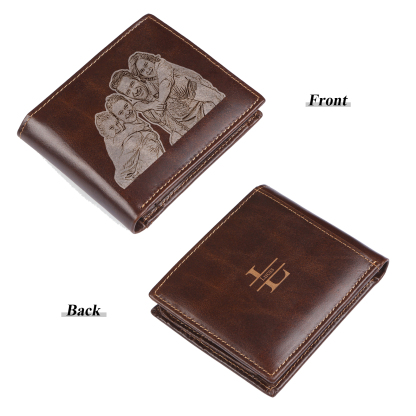 Personalized Men's Genuine Leather Wallet with Custom Photo, Name, and Letters - Christmas Gift for Dad/Grandad/Husband | Jessemade
