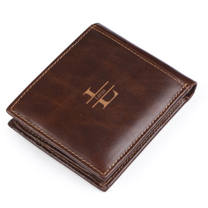 Personalized Men's Genuine Leather Wallet with Custom Photo, Name, and Letters - Christmas Gift for Dad/Grandad/Husband | Jessemade
