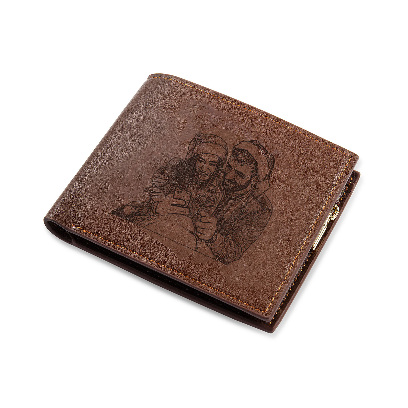 Personalized Men's Wallet with Custom Photo & Name & Letter PU Leather Wallet Couple Gift for Him | Jessemade