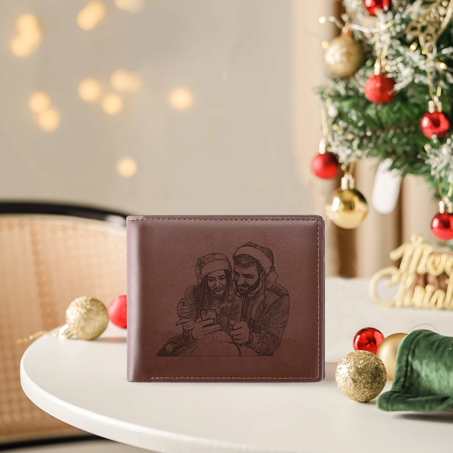 Personalized Men's Wallet with Custom Photo & Name & Letter PU Leather Wallet Couple Gift for Him | Jessemade