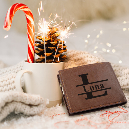 Personalized Men's Wallet with Custom Photo & Name & Letter PU Leather Wallet Couple Gift for Him | Jessemade