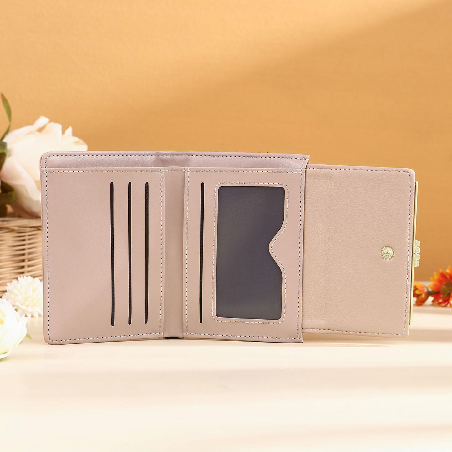 Personalised Women’s Wallet with Custom 2 Names, 1 Date, Text & Heart Gesture Design – Valentine’s Day Gift for Her | Jessemade