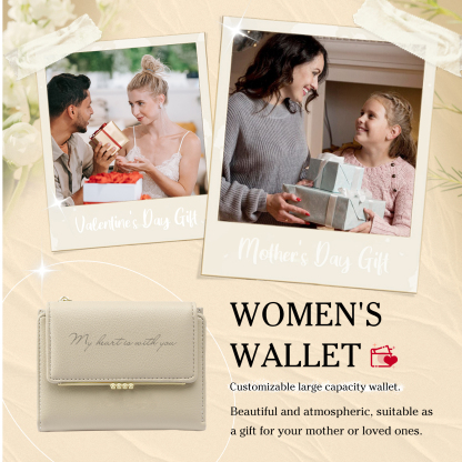 Personalised Women’s Wallet with Custom 2 Names, 1 Date, Text & Heart Gesture Design – Valentine’s Day Gift for Her | Jessemade