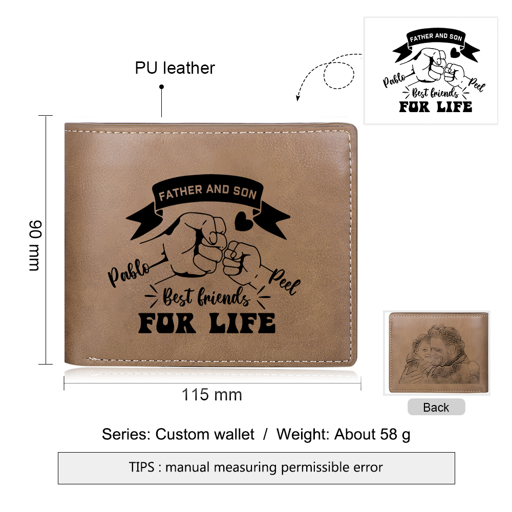 Personalized Father’s Day Wallet with Photo – Engraved PU Leather Gift for Dad | Jessemade