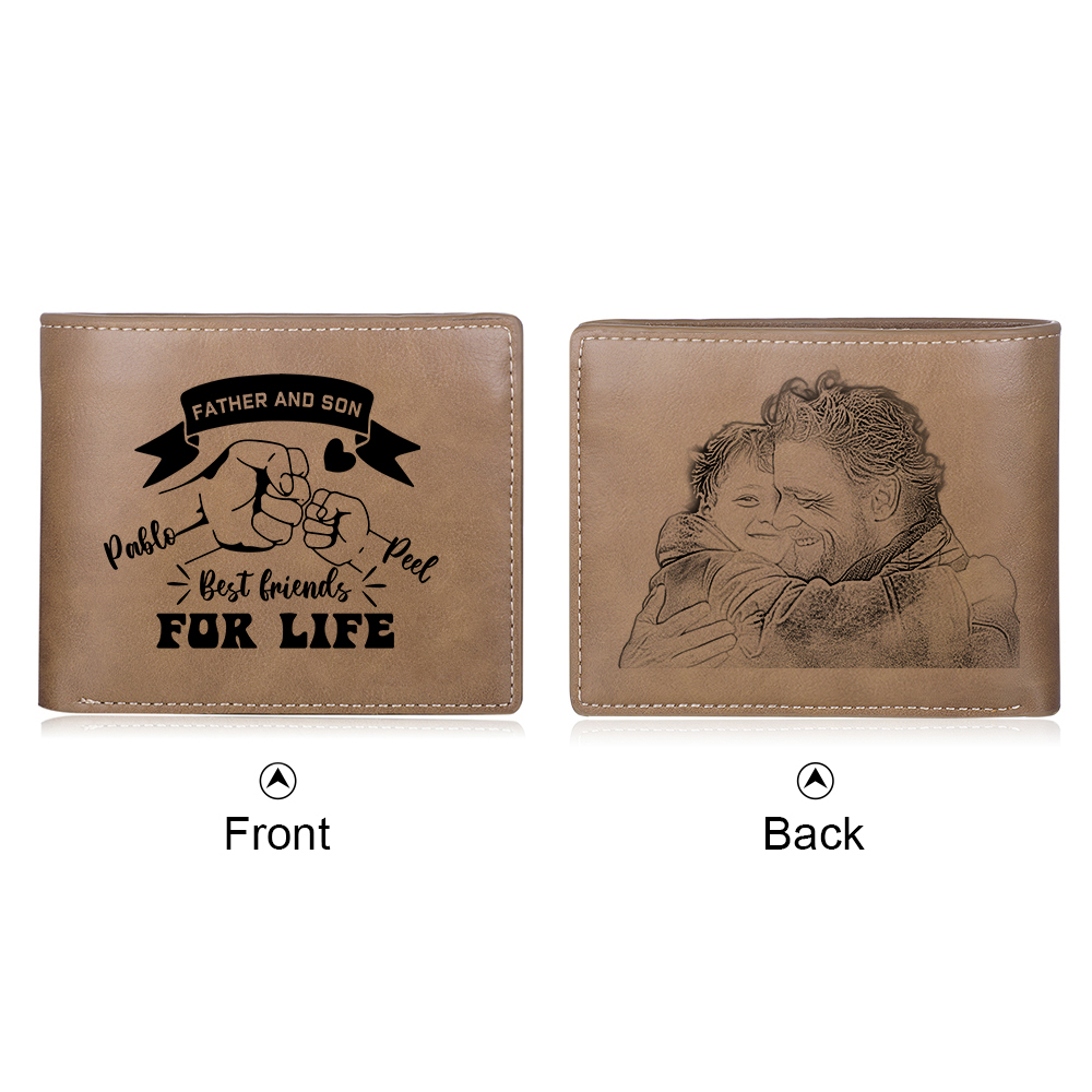 Personalized Father’s Day Wallet with Photo – Engraved PU Leather Gift for Dad | Jessemade