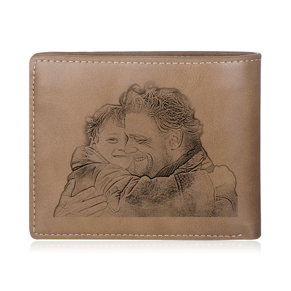 Personalized Father’s Day Wallet with Photo – Engraved PU Leather Gift for Dad | Jessemade
